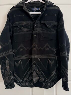 Polo by Ralph Lauren Black Navajo Southwest Shirt Jacket